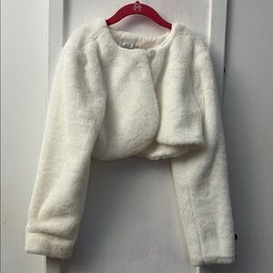 Rare Editions Cream Faux Fur Jacket for Kids